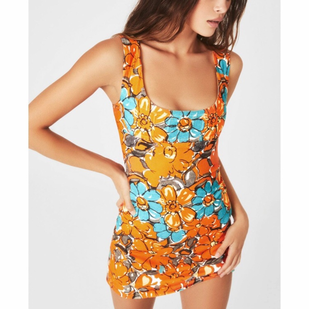 MIAOU PARISIAN FLOWER ORANGE VIVÍ DRESS